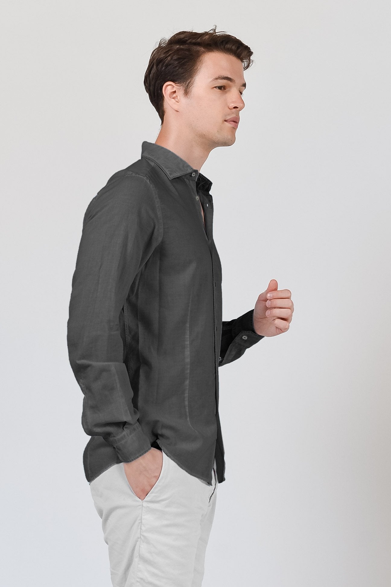 Slim Fit Voile Shirt - Pietra - Shirts