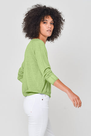 Solitaire V Knit in Kiwi - Sweaters