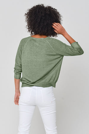 Solitaire V Knit in Palm - Sweaters