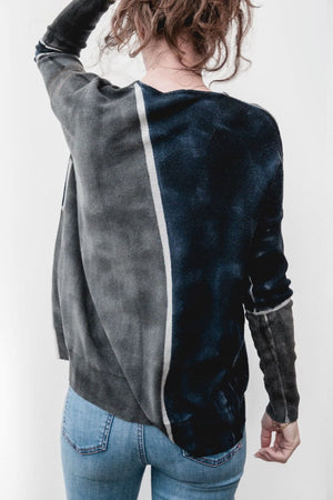 Special Edition Oversized Jumper in Grey and Blue Merino Wool - Ploumanac'h