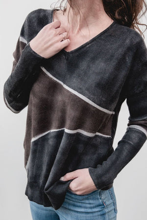 Special Edition Oversized Jumper in Grey and Brown Merino Wool - Ploumanac'h