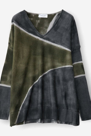 Special Edition Oversized Jumper in Grey and Green Merino Wool - Ploumanac'h