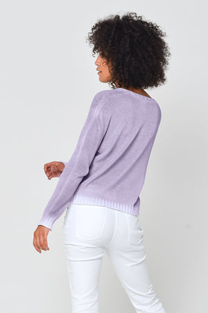 Spray Art Cogo V Knit in Mauve - Sweaters