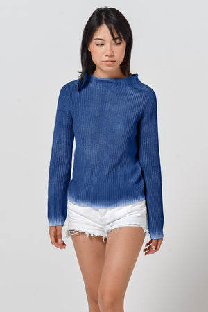 Spray Art Ribbed Knit in Pacific - Sweaters