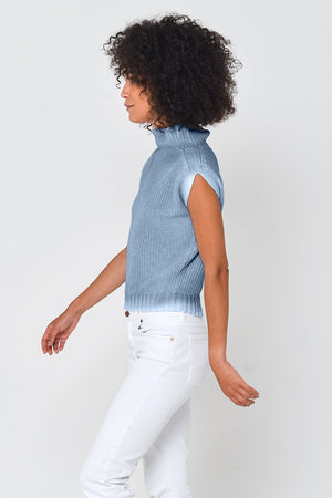 Spray Art Ribbed Mini Knit in Jeans - Sweaters