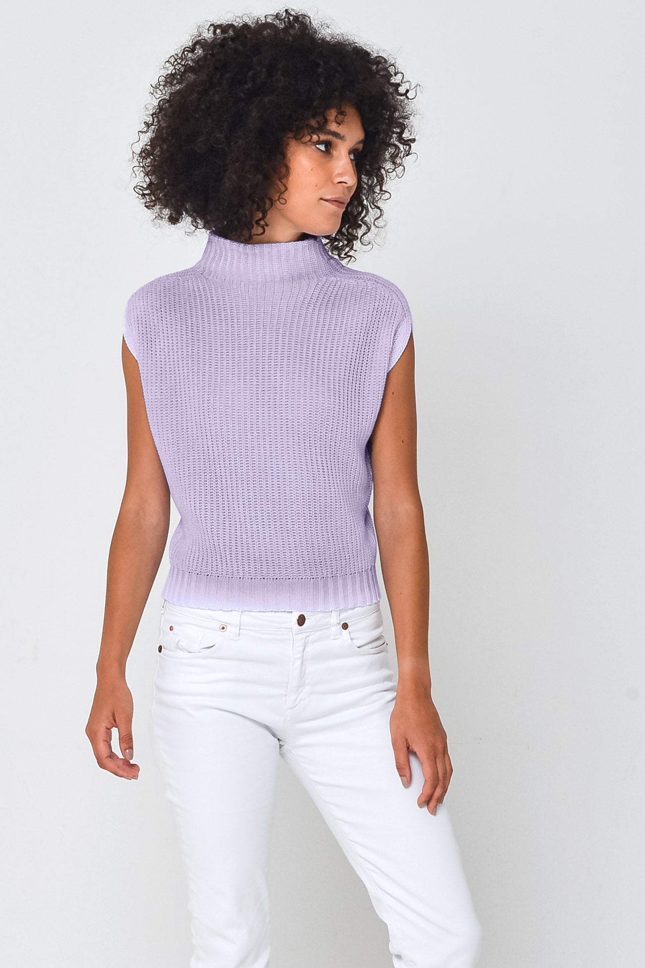 Spray Art Ribbed Mini Knit in Mauve - Sweaters