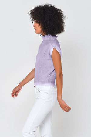 Spray Art Ribbed Mini Knit in Mauve - Sweaters