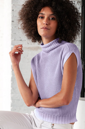 Spray Art Ribbed Mini Knit in Mauve - Sweaters