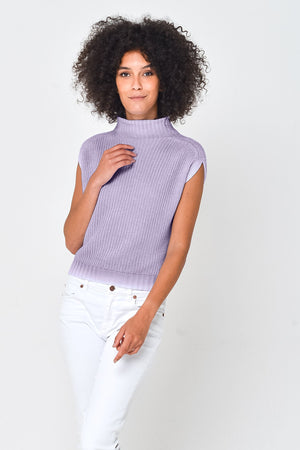 Spray Art Ribbed Mini Knit in Mauve - Sweaters
