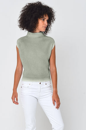 Spray Art Ribbed Mini Knit in Palm - Sweaters