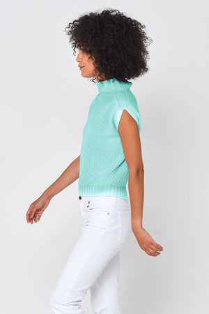 Spray Art Ribbed Mini Knit in Water - Sweaters