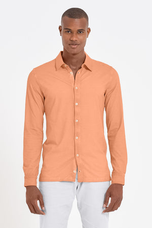 Stretch Cotton Pique Shirt - Albicocca - Shirts