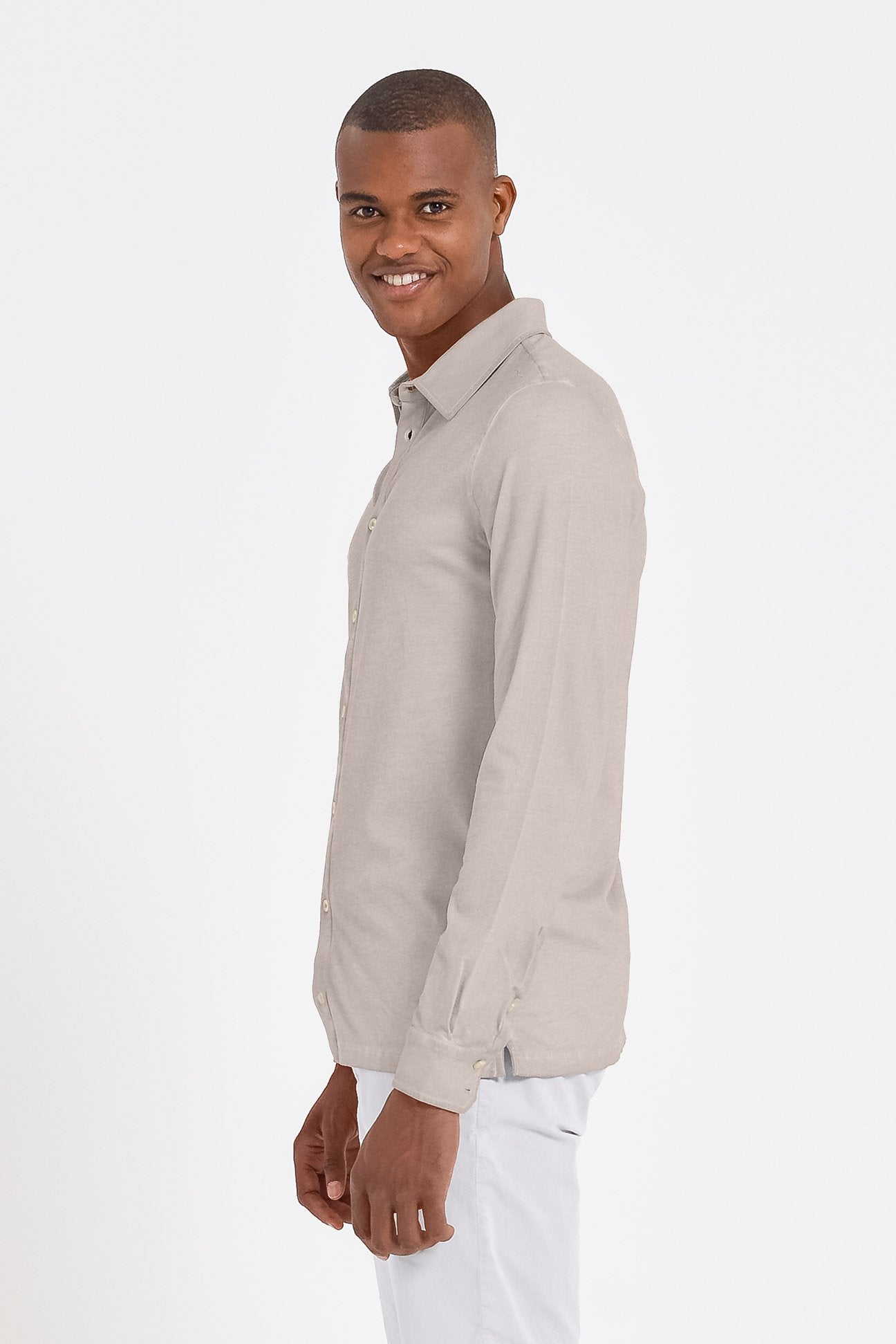 Stretch Cotton Pique Shirt - Canapa - Shirts