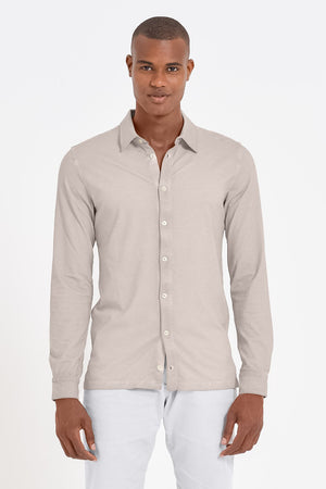 Stretch Cotton Pique Shirt - Canapa - Shirts