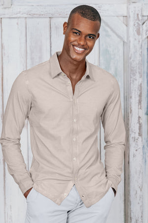 Stretch Cotton Pique Shirt - Canapa - Shirts