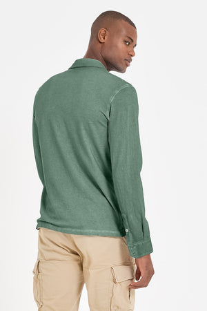 Stretch Cotton Pique Shirt - Ginepro - Shirts