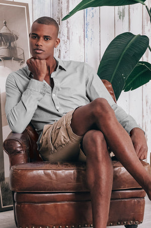 Stretch Cotton Pique Shirt - Marmo - Shirts