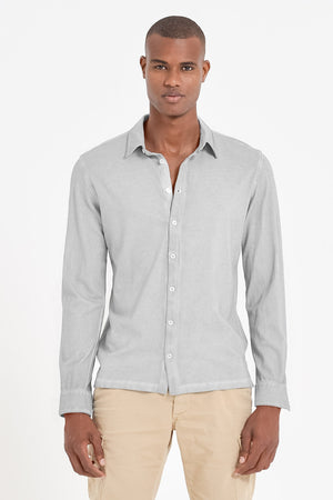 Stretch Cotton Pique Shirt - Marmo - Shirts
