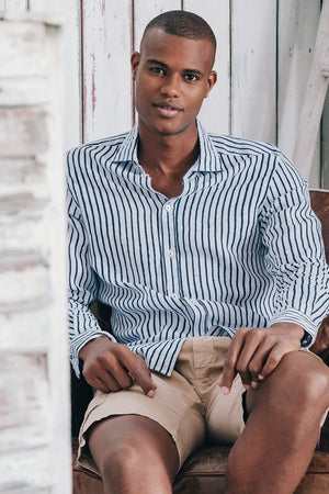 Striped Linen Shirt - Nice - Shirts