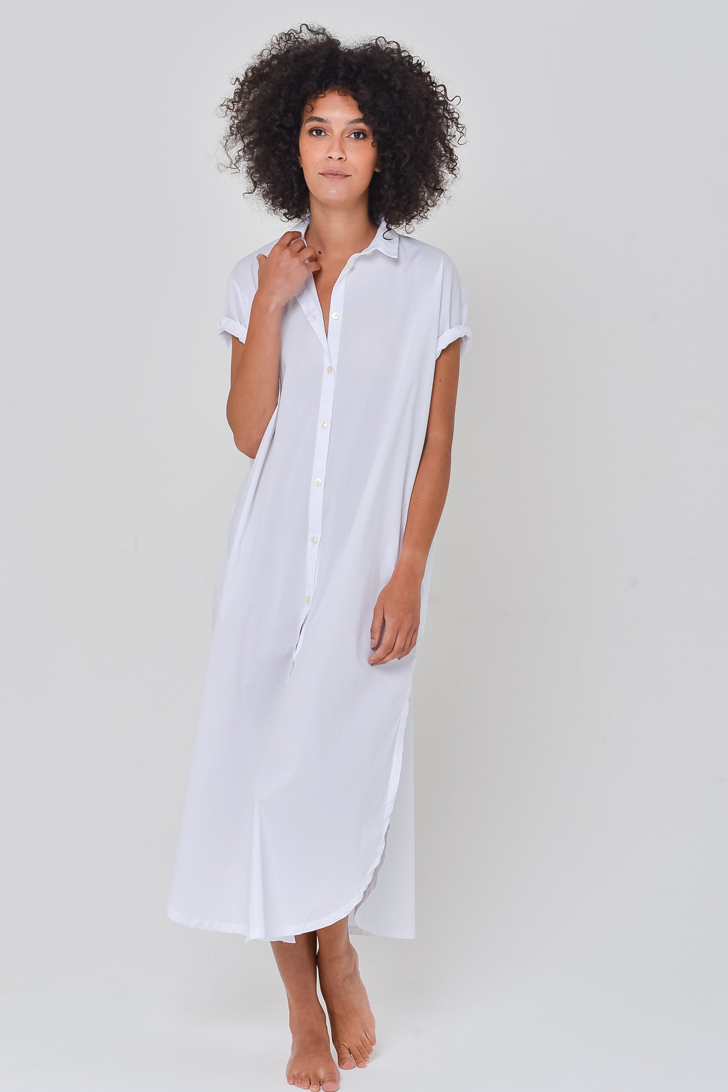 Venti Dress in Poplin White - Shirtdress