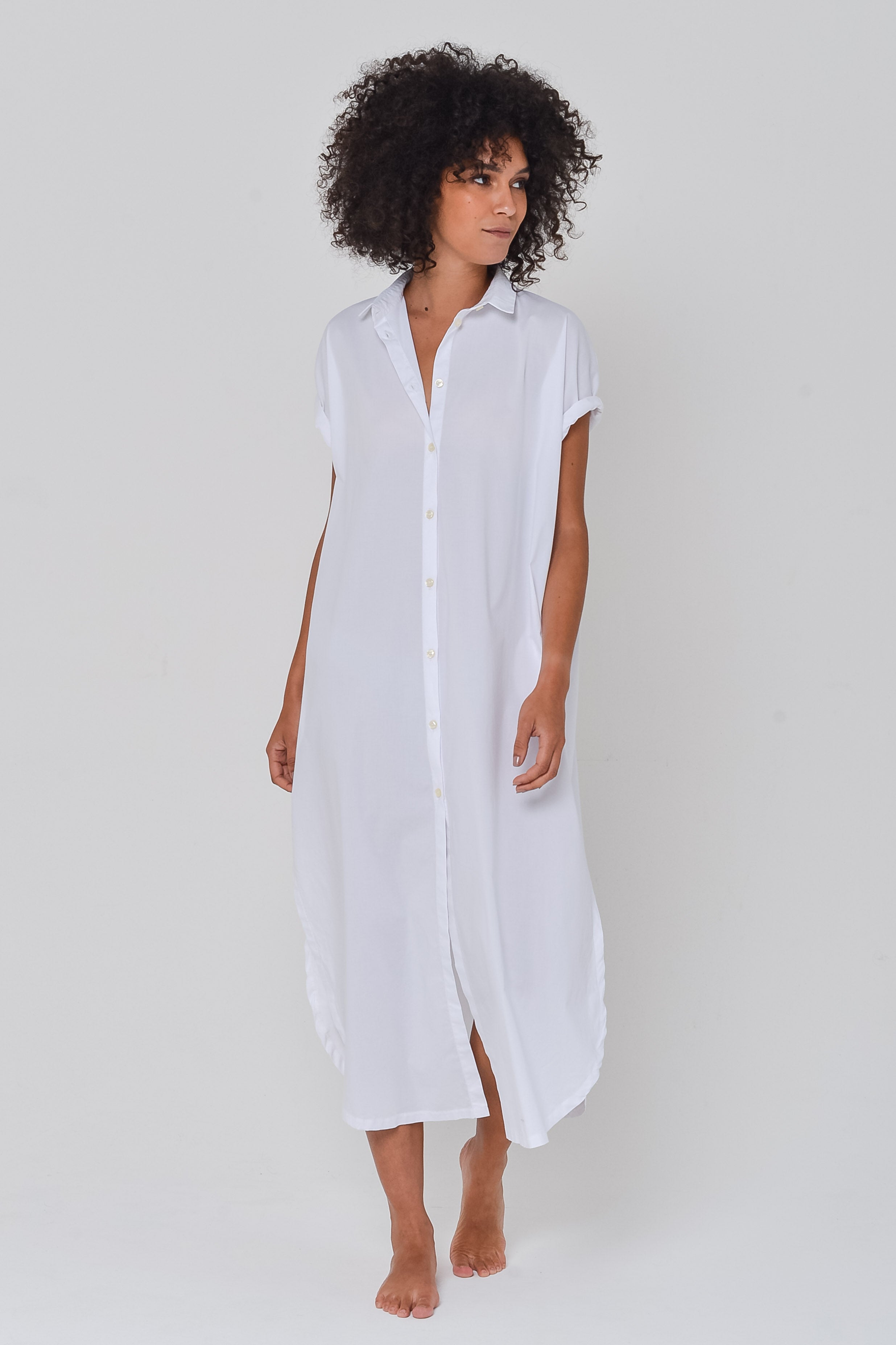 Venti Dress in Poplin White - Shirtdress