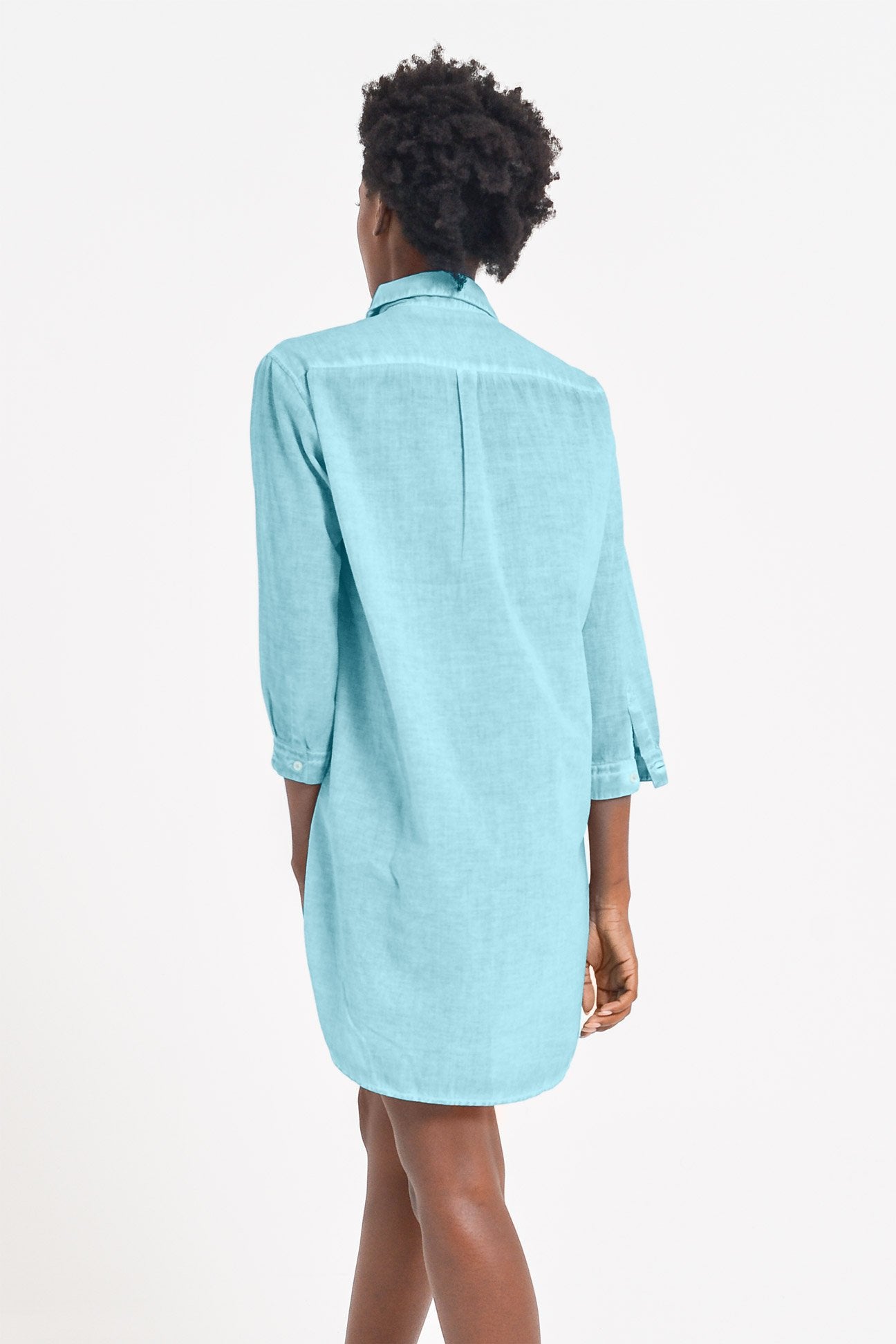 Voile Mini Shirtdress - Acqua