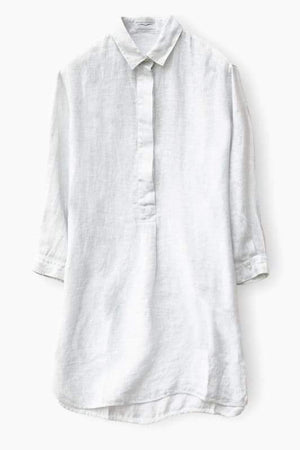 3/4 Sleeve Cotton Voile Shirtdress - White - Chemisier