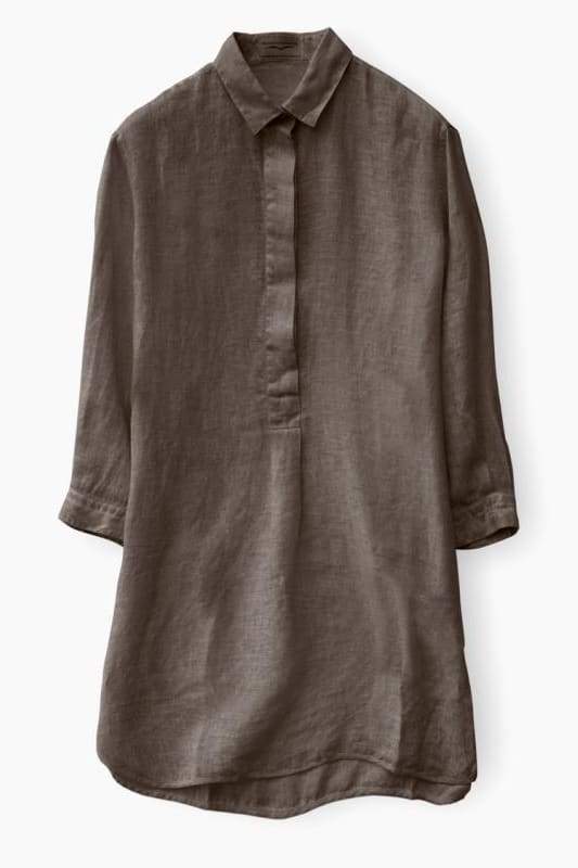 3/4 Sleeve Cotton Voile Shirtdress - Cocco - Chemisier