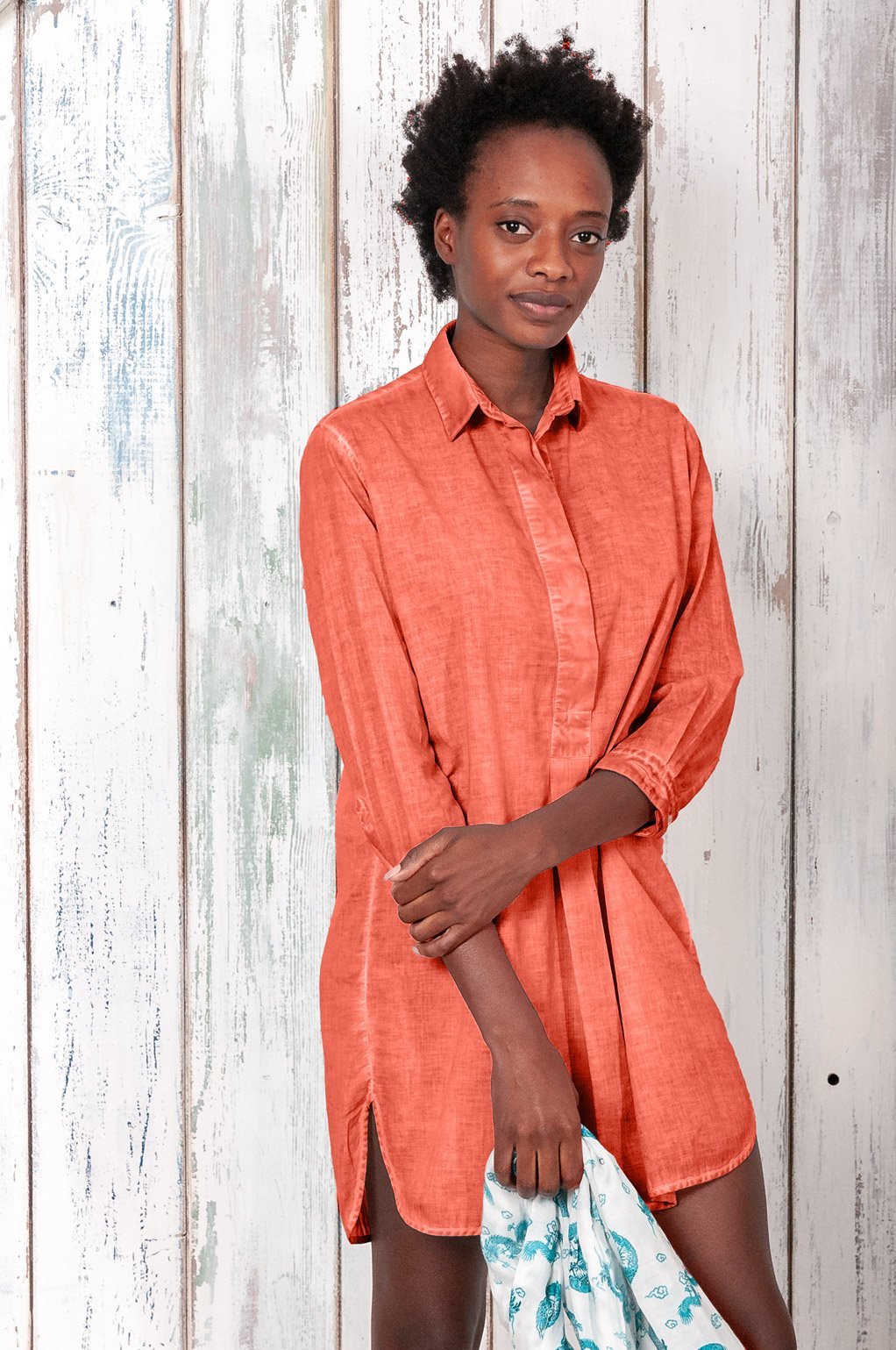 Voile Mini Shirtdress - Corallo - Chemisier