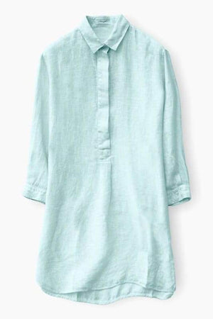 3/4 Sleeve Cotton Voile Shirtdress - Tahiti - Chemisier